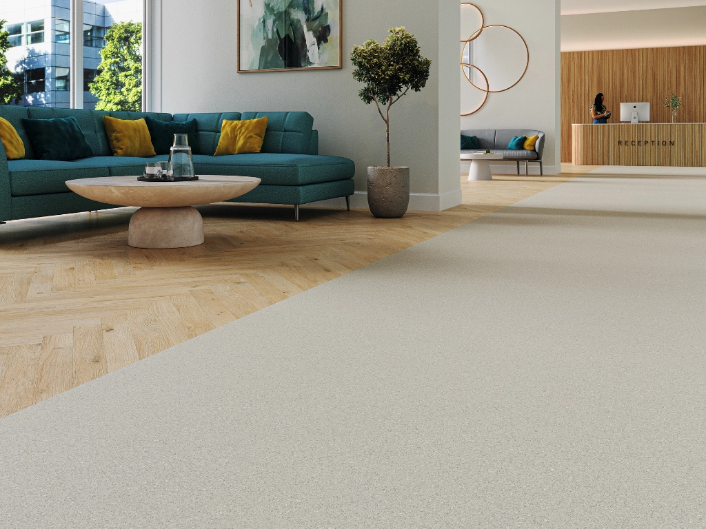 Polyflor Silentflor PUR Eden Oak Parquet 8955 Dove Cement 8958